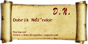 Dobrik Nándor névjegykártya